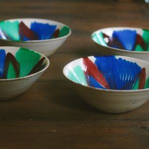 set of 4 mexican bowls | hand painted pottery